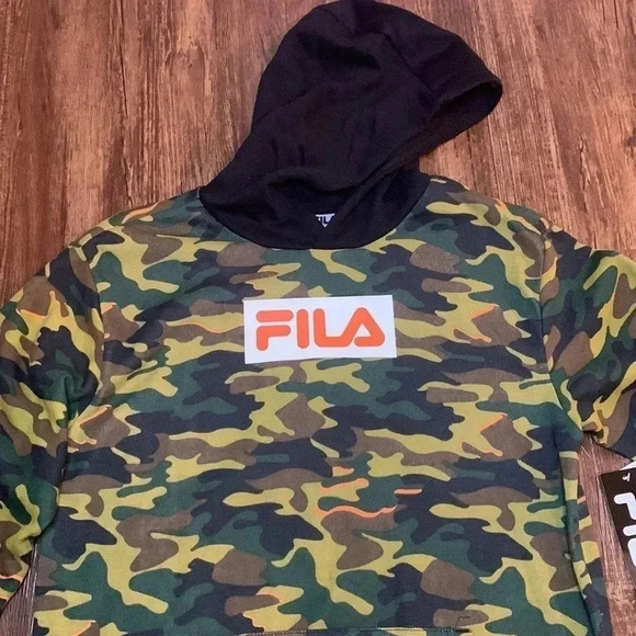 Fila Fleece Hoodie Camouflage Kids Youth NWT - Picture 2 of 10